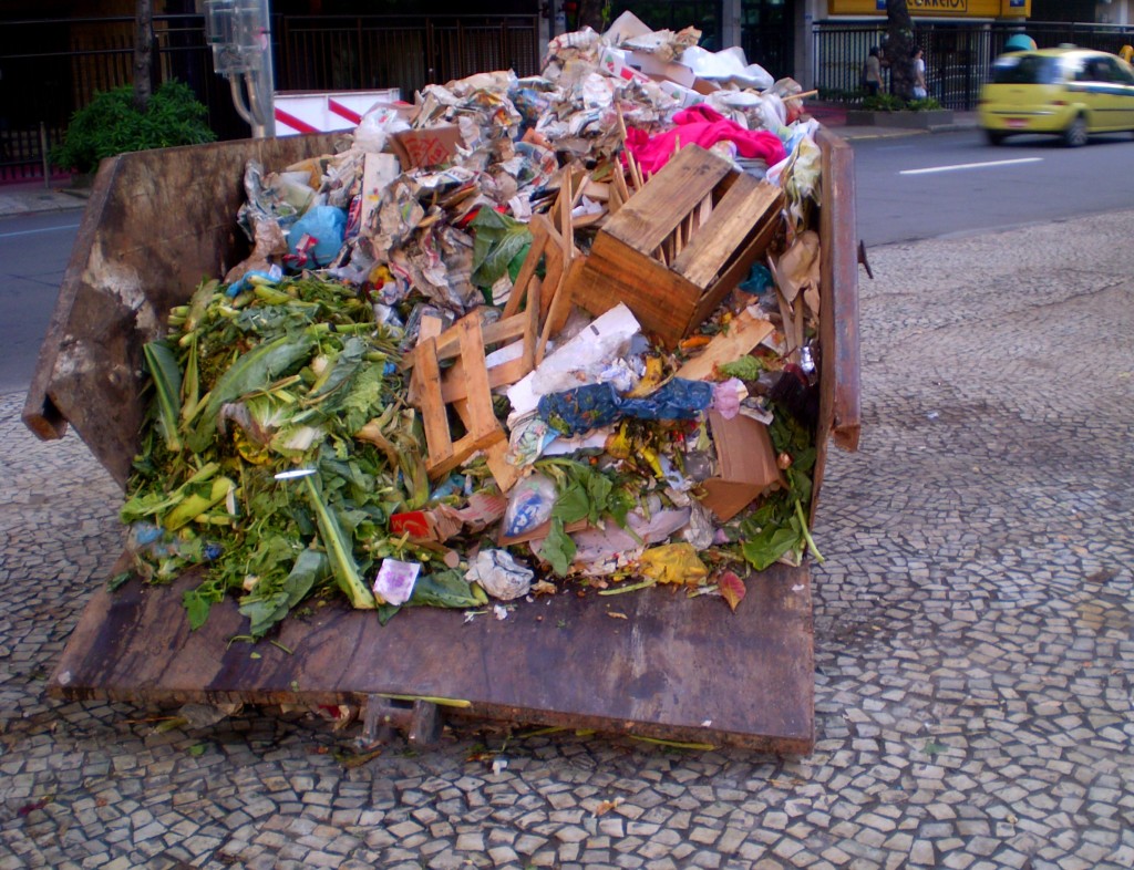 Garbage in Ipanema, one of the wealthiest neighborboods in Rio de Janeiro, Brazil.